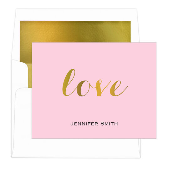 Love Foldover Foil Stamped Note Cards with Lined Envelopes
